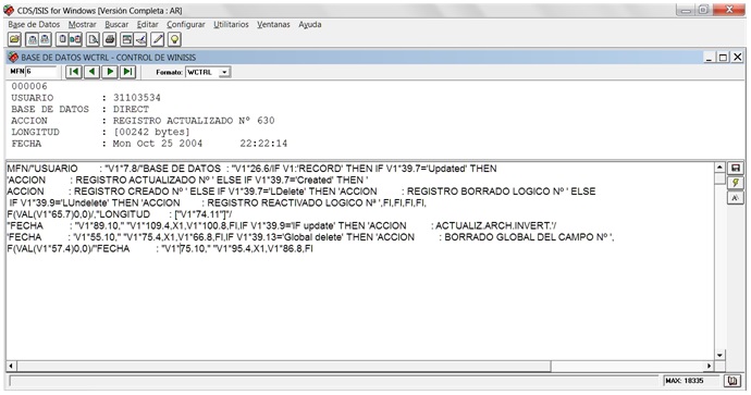 Formato WCTRL de la base  de datos del mismo nombre que traduce caracteres del inglés al español