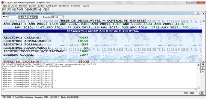 Formato ESTAD que a partir  de las ocurrencias correspondientes muestra el total de datos