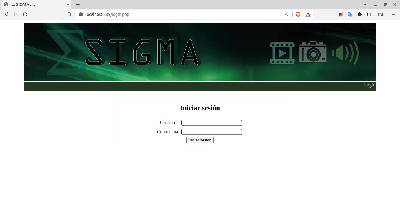 Interfaz de ingreso SIGMA