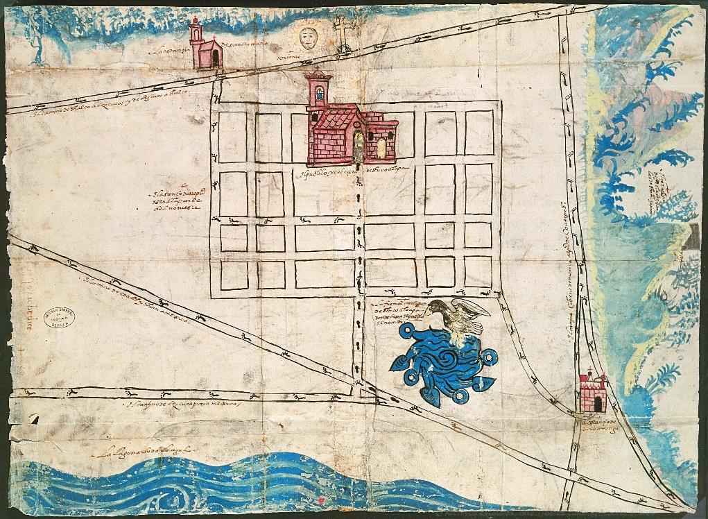 “Mapa de Chicoloapan, 1579”, en Descripción de los pueblos de Coatepec, Chimalhuacán y Chicoloapan, Archivo General de Indias, M-P México, 12.
