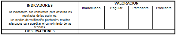 Cuestionario ítem  indicadores y medios de verificación.