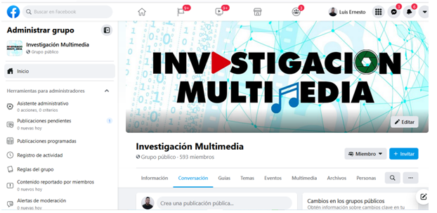 Grupo  de Facebook Investigación multimedia.